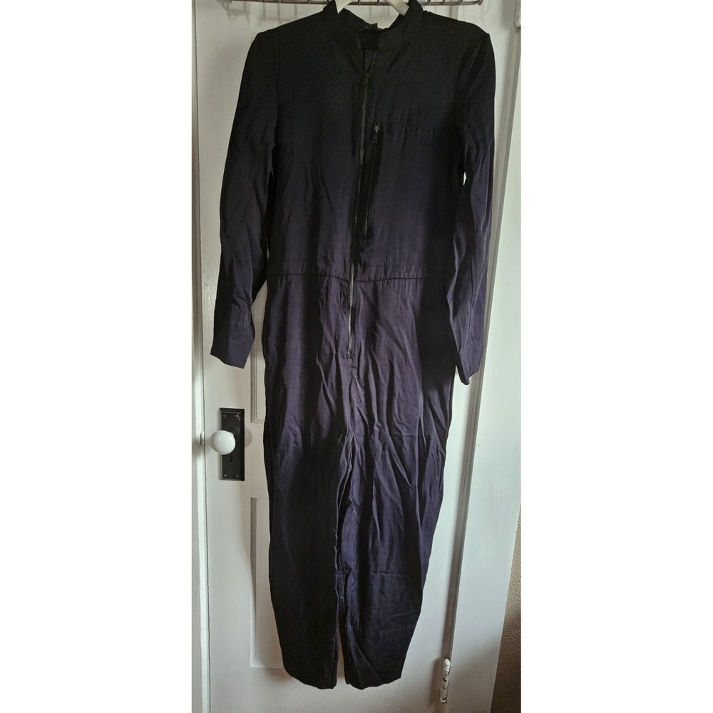 COS boiler suit relaxed fit utility zip lyocell legs woman sz 6 navy blue